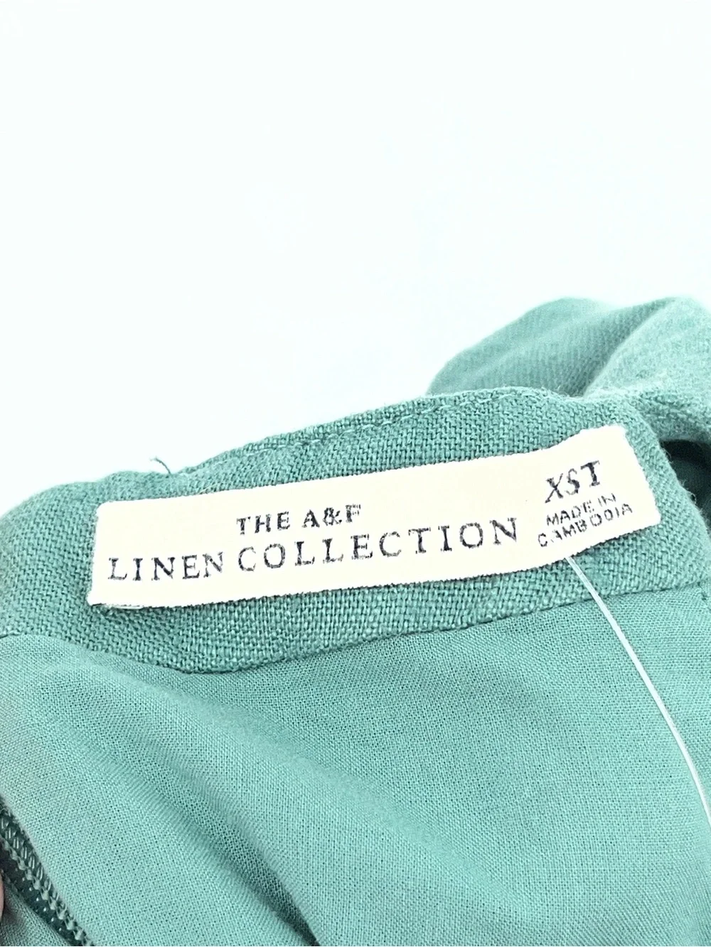 A&F XST Linen High-Neck Maxi Dress halter 0833 tall XS green Abercrombie fitch